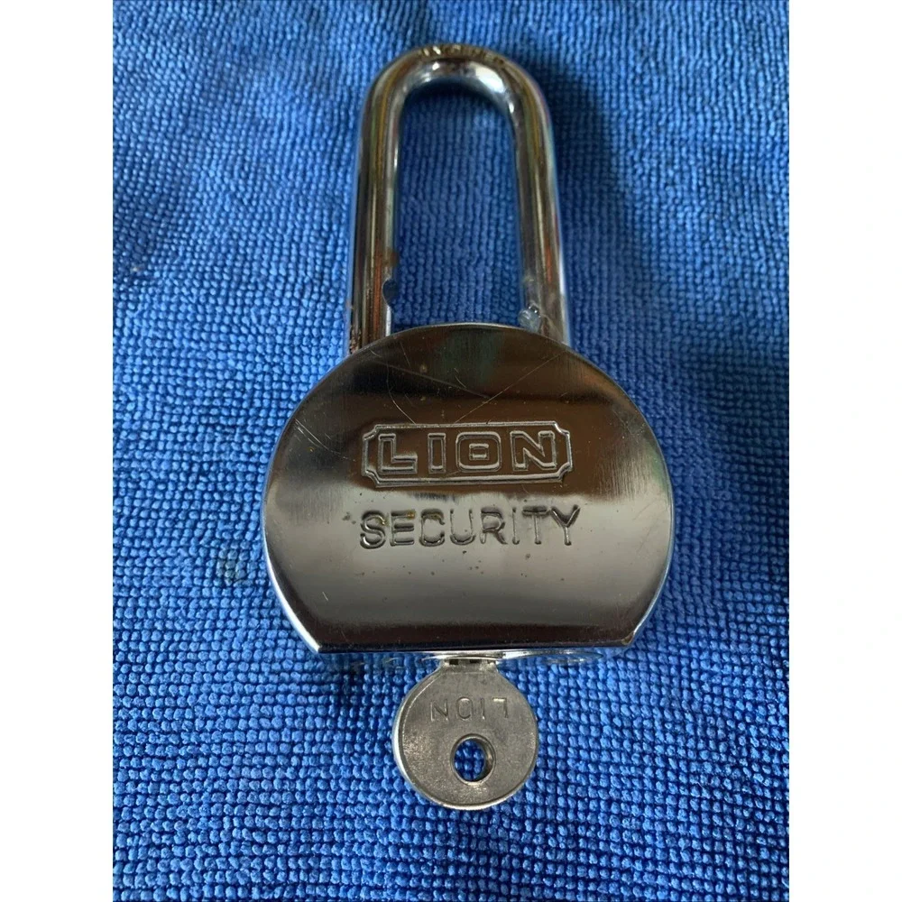 Vintage Padlock LION Brand Security Lock Heavy Duty Hardened with Key‎
